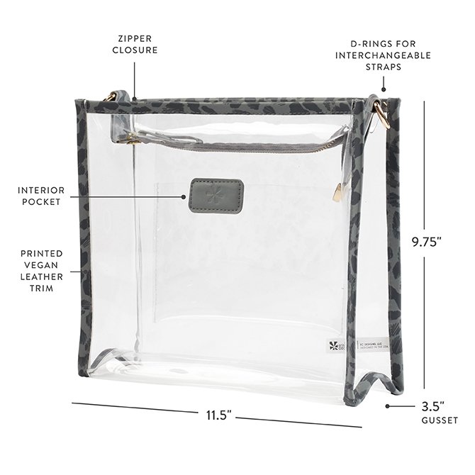 Clear Cross Body Bag with Vegan Leather Trim - Custom Clear Bags