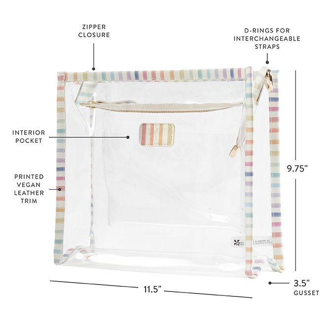 Watercolor Stripes Colorful Clear Crossbody Stadium Bag by Erin Condren