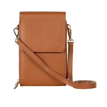 Camel Ninon mini faux-leather cross-body bag
