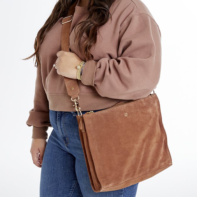 Tan suede discount cross body bag