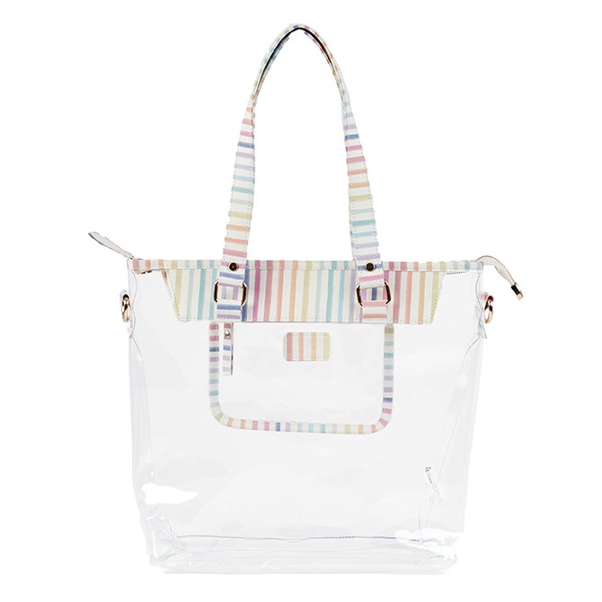 Watercolor Stripes Colorful Clear Tote Bag by Erin Condren