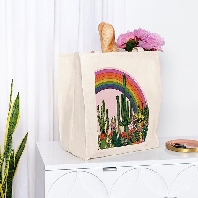 Rainbow canvas tote discount bag