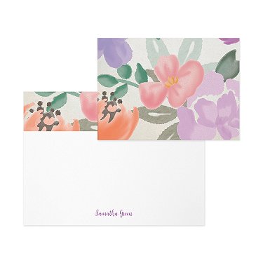 Personalized Floral Stationary with Envelopes, FLAT NOTE CARDS, Greenery  Personalized Stationery Set for Women, Personalized Note Cards with  Flowers