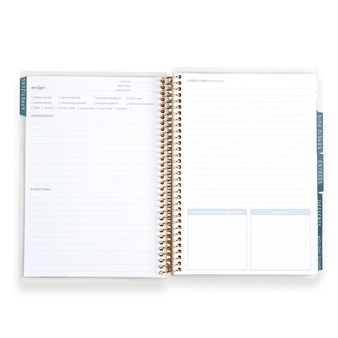 Recipe Book to Write in Your Own Recipes, Blank Recipe Notebook with 15  Tabs for