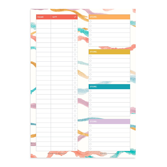 Gift Shopping List Notepad 2022