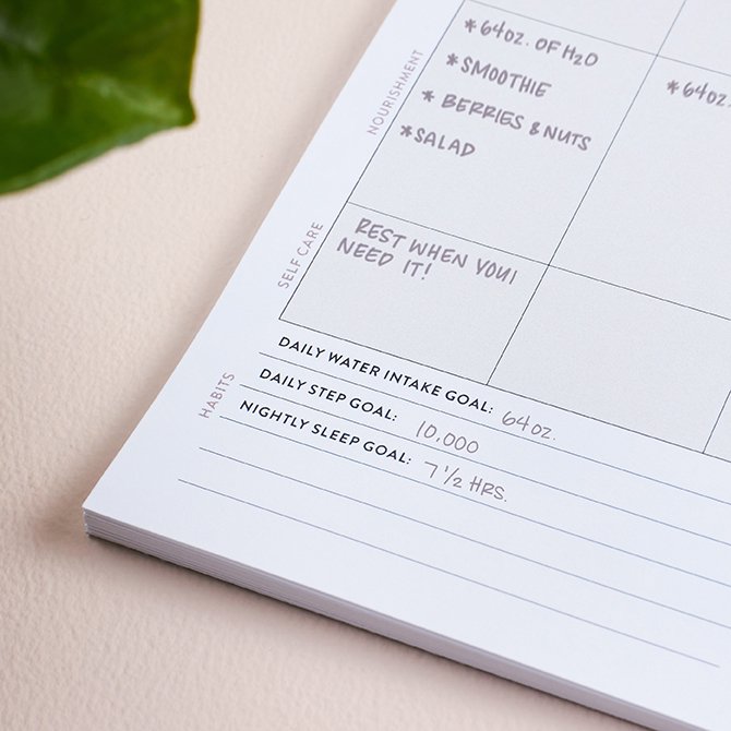 Vegan Leather Stand Up Padfolio Refill Weekly Wellness Notepad Erin